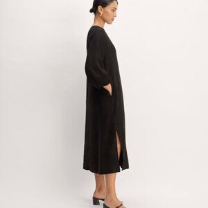 Everlane Women's Linen A-Line Midi Dress in Black, Size 2
